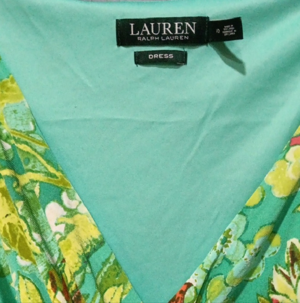 Lauren Ralph Lauren Teal and Yellow Floral Dress